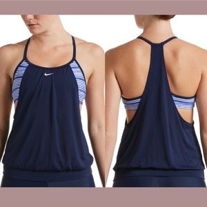 $62 Nike‎ [ Small ] Layered Sport Swim Tankini Tank Top Midnight Blue